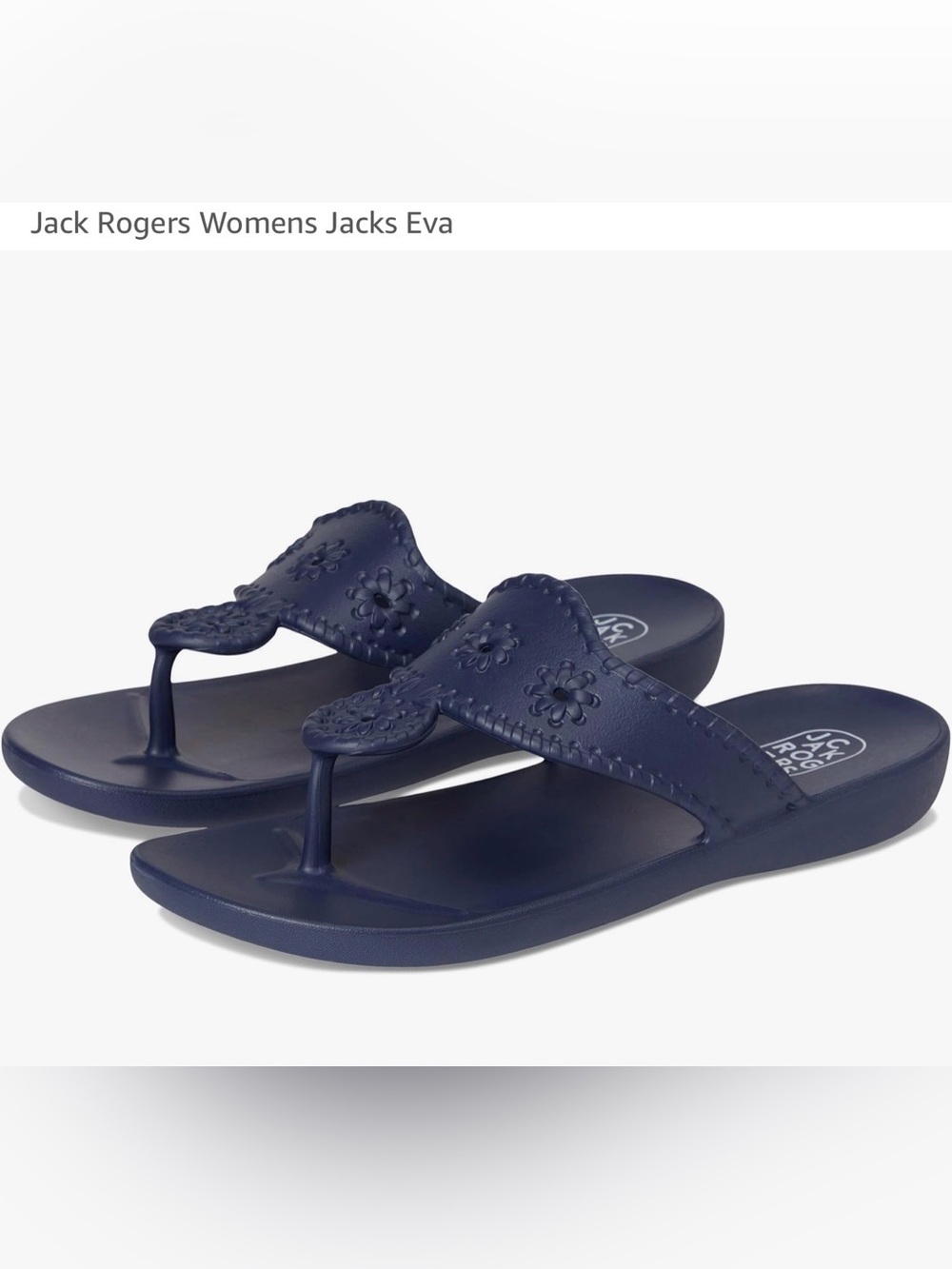 Jack Rogers Navy Floral-Embellished EVA Toe-Post Sandals
